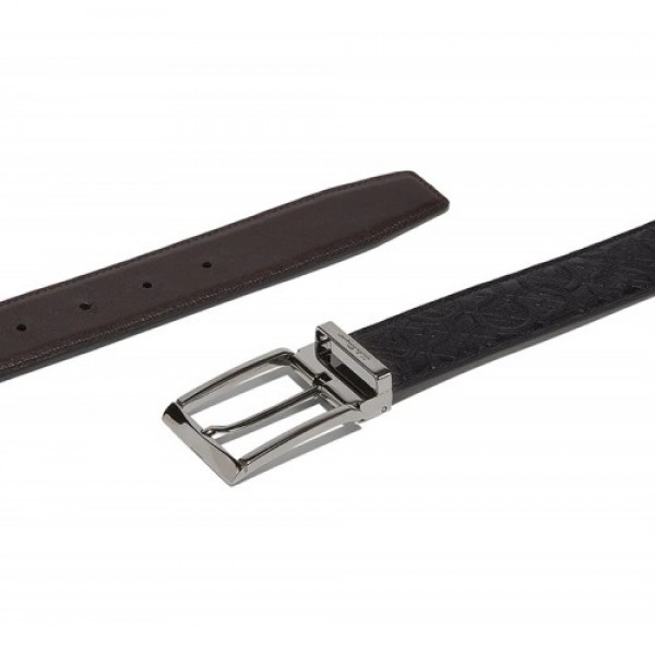  Gancini Black Leather Belt