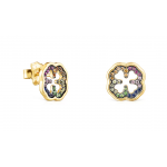 Tous -  Silver Vermeil TOUS Good Vibes clover Earrings with Gemstones.