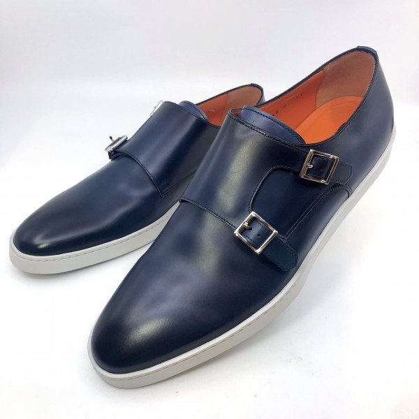 Santoni double-buckle monk shoes - Blue