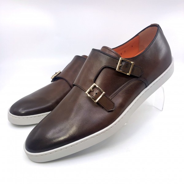 Santoni buckled leather Monk shoes - Brown